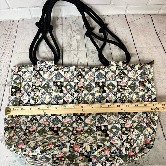 Farmhouse Is My Style Canvas Tote Purse Patchwork Quilt Print Rope Handle Floral - Picture 4 of 13